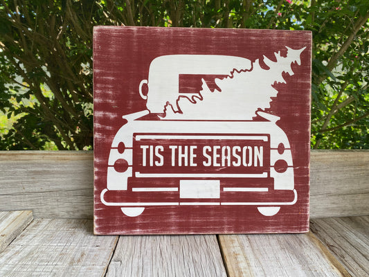 AS IS Sale-Tis The Season Holiday Wood Sign (Free Shipping)